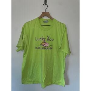 Vintage Lucky You Shirt Novel By Carl Hiassen Lottery Book Green Tee VTG 1997 XL